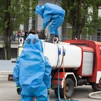 HAZWOPER workers wearing Level A PPE ensembles